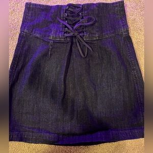 EXPRESS denim lace up dark wash skirt.
